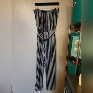 Navy Blue and White Jumpsuit